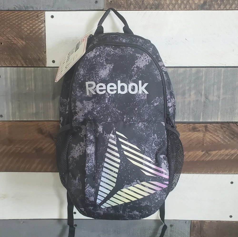 Reebok Black Gray Ocean Backpack Unisex NWT